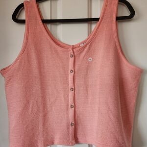 *NWT* Eddie Bauer Coral Pink Button-Front Knit Tank